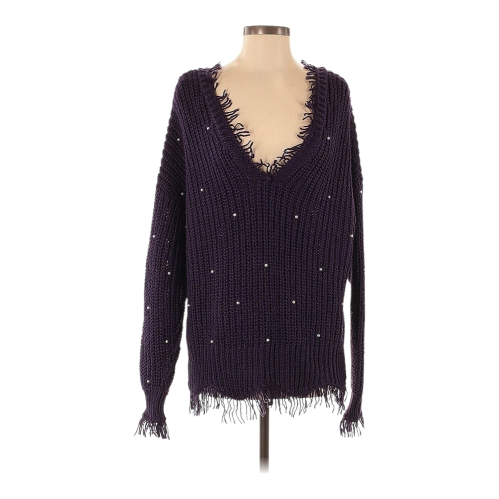 Wildfox Women's Purple Fringed Sweater